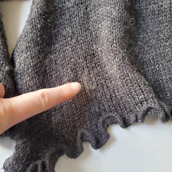 Pretty Angel Whimsigoth Cardigan Sweater Womens Large Gray Ruffle Hem Boho Fairy - Picture 4 of 8